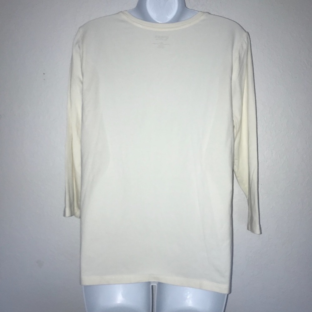 Chico’s Ivory True Color Tee Knit  Crew Top 2 / L - Picture 4 of 7
